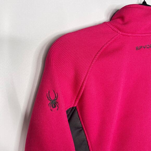 Spyder Girls L Pink Gray Bandita Full Zip Fleece Jacket Sweater Knit Colorblock - Picture 7 of 12